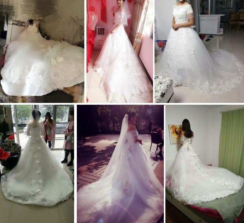 Luxury Sparking Sequins Short Sleeves Full Length Wedding Dress Gown