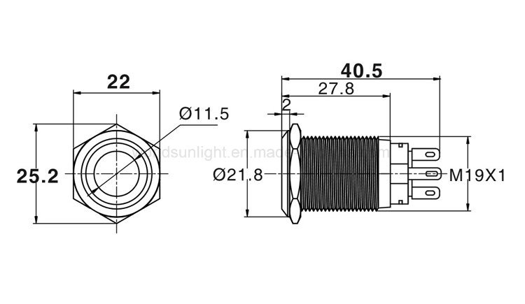 19mm 12V Green LED Car Auto Engine Waterproof Latching Stainless Steel Metal Doorbell Bell Horn Push Button Switch