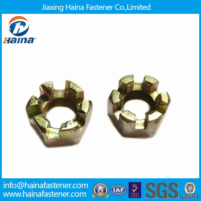 Grade 8.8 Clour Zinc Plated Slotted Hex Nut