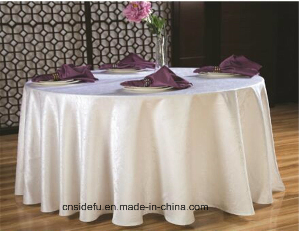 Hotel Damask Custom Jacquard White Wedding Round Table Cloth