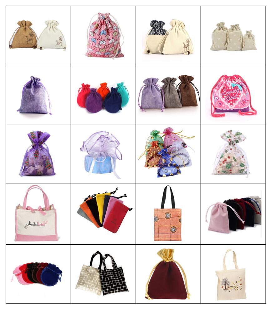 Wholesale Burlap Handbag Drawstring Gift Pouch Bag Jute Bags (1706)