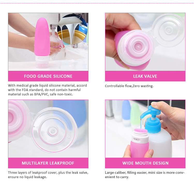 Soft Silicone Cosmetic Travel Bottle Liquid Soap Containers