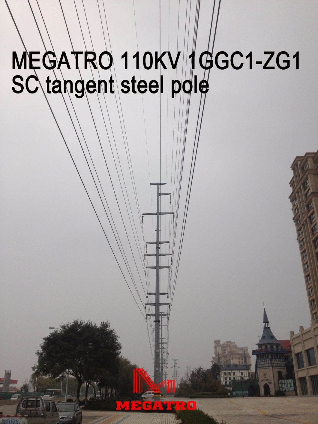 Megatro 110kv 1ggc1-Zg1 Sc Tangent Steel Pole