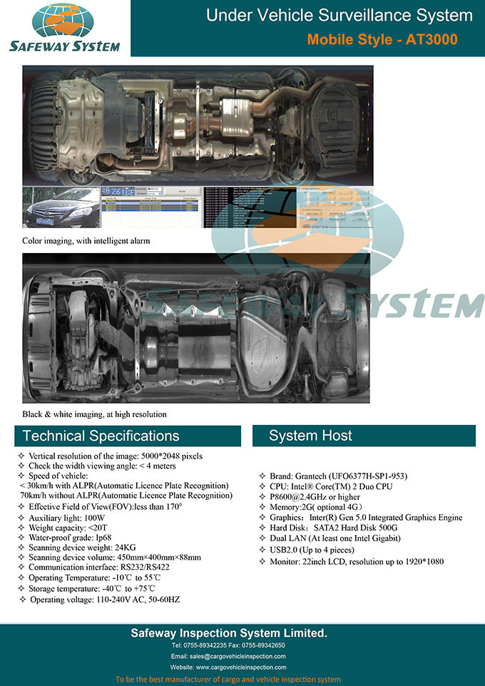 Security Products Car Scanner Under Vehicle Surveillance System