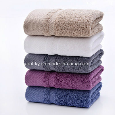 Solid Color Cotton Dobby Hem Bath Towel