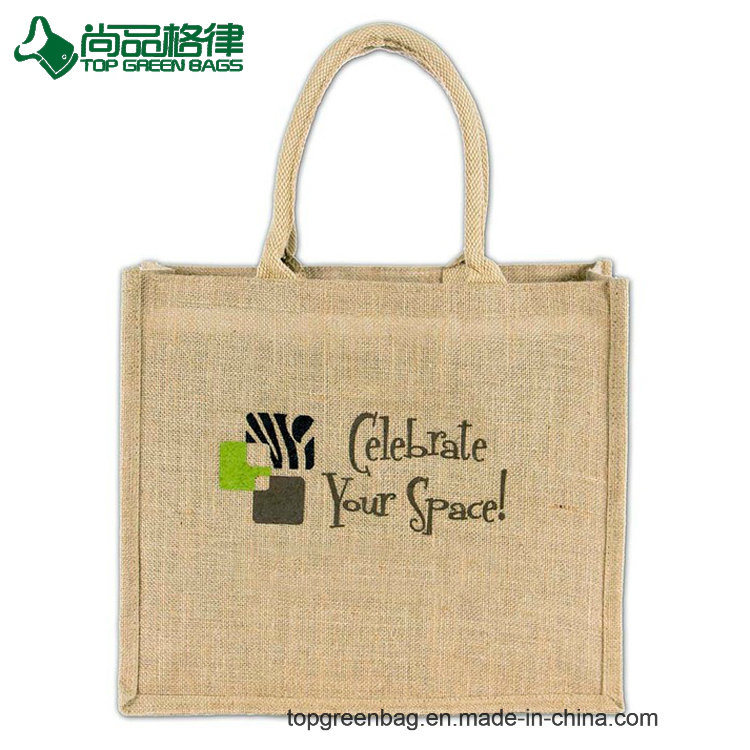 Factory Custom Reusable Laminated Jute Burlap Tote Bag