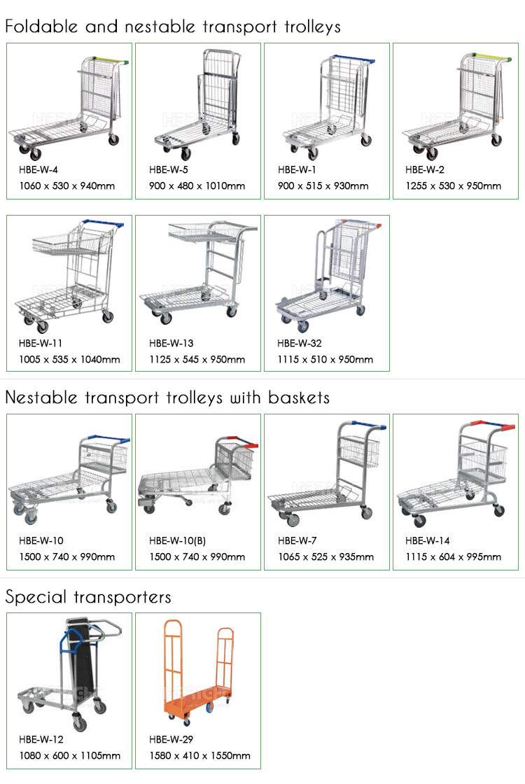 Warehouse Metal Flat Trolley Warehouse Cart