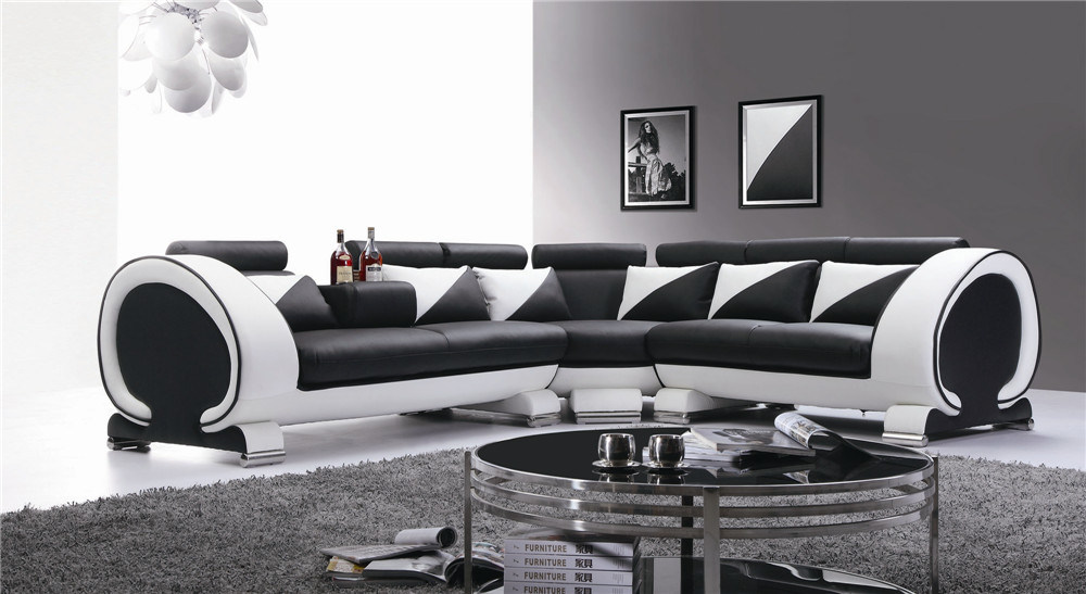 Wooden Frame Modern Furniture Leather Sofa