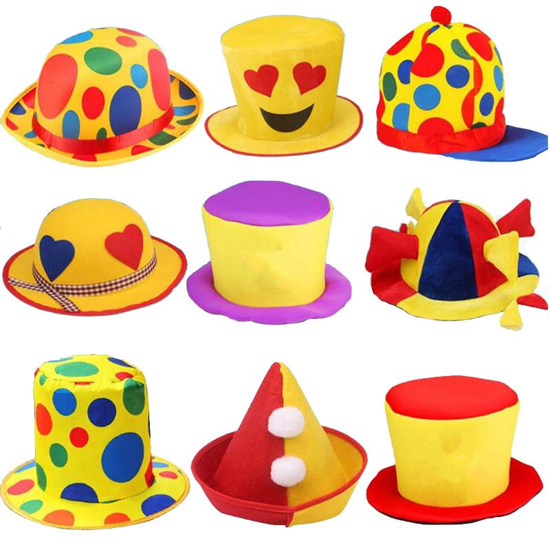 Funny Colorful Clown Hat Men Women Stage Performance Costume Head Accessories Adults Party Hats