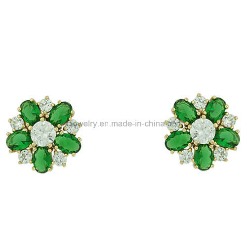 Costume Jewelry Fashion Style Earrings Copper Flower Ear Stud (KE3153)