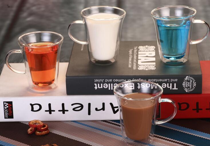 Double Wall Drinking Milk Mug Glass Juice Cup Borosilicate Glass Gift Coffee Cup