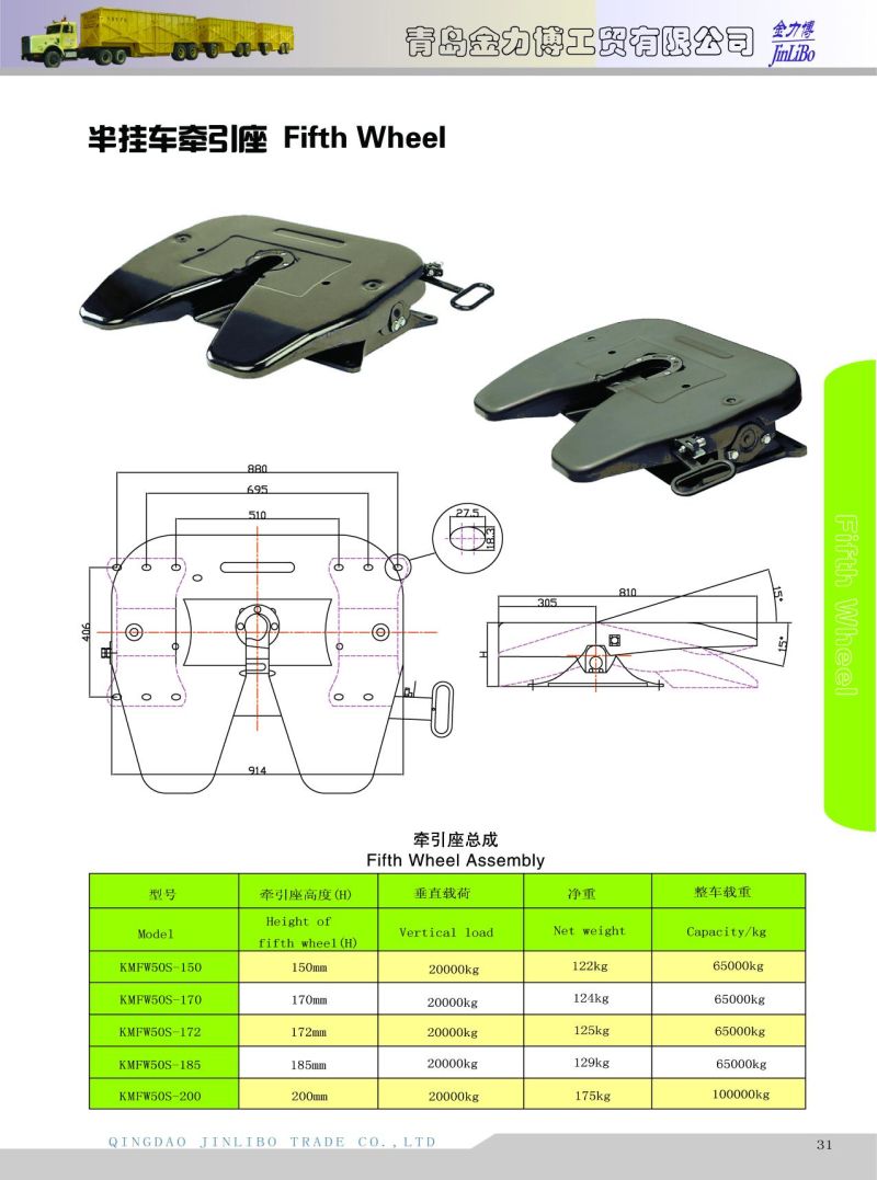Good Quality Trailer Part Trailer Component Fifth Wheel