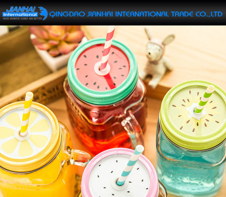 Wholesale Cheap Colorful Glass Mason Jar with Handle