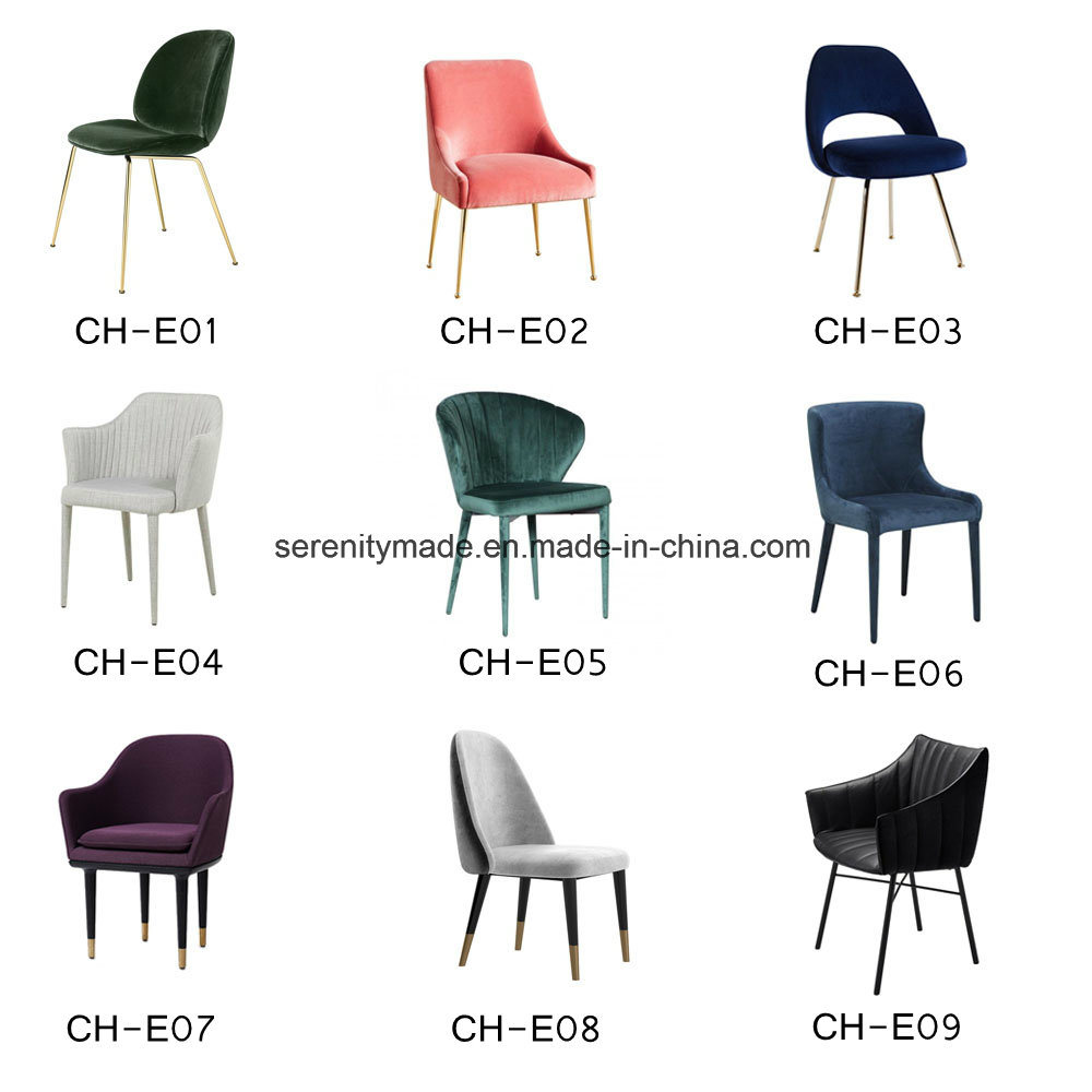 Upholstery Furniture Modern Velvet Dining Room Chairs with Brass Feet
