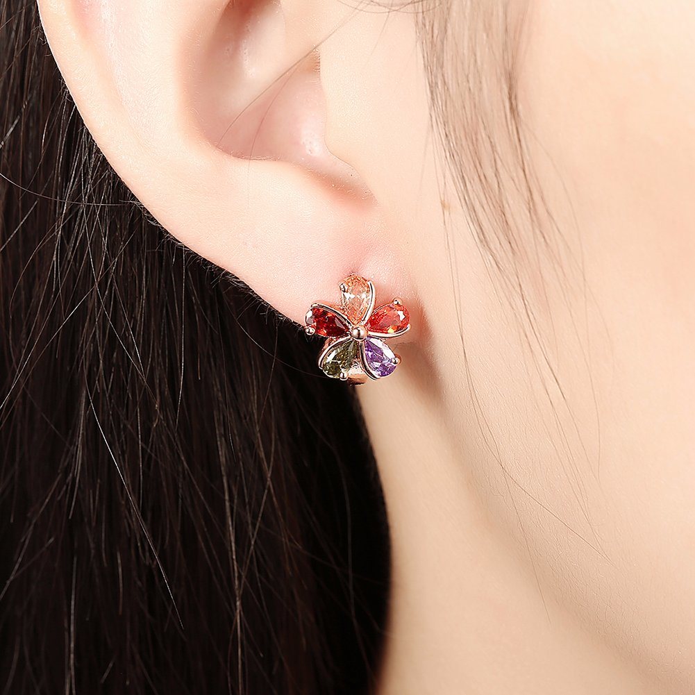 Flower Shape Girls Ear Stud Diamond Fashion Earrings