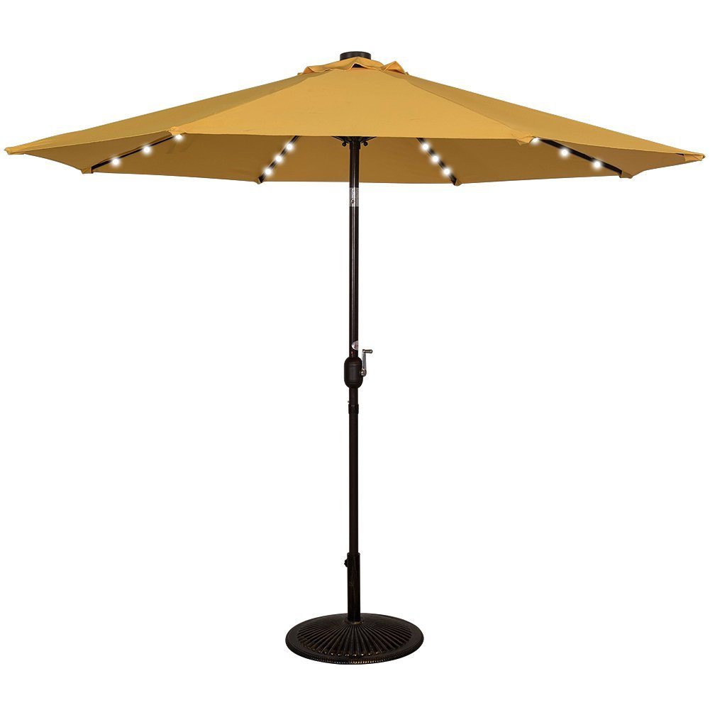 2.7m /9FT Round LED Garden Patio U Outdoor Umbrella with Solar LED Umbrella