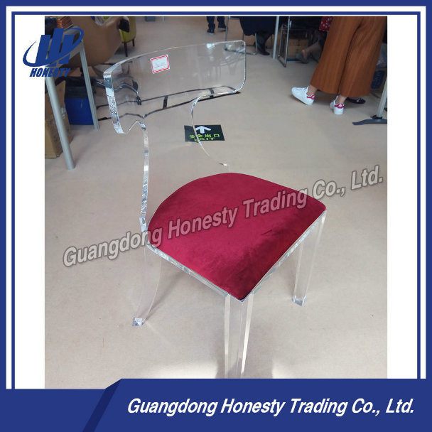 Yw-001 Top Sell Acrylic Bending Back Banquet Chair with Cushion