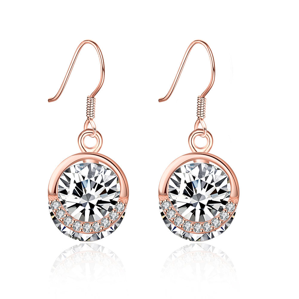 925 Sterling SilverÂ  Casual Style Zircon Rose Gold Plated EarringÂ 