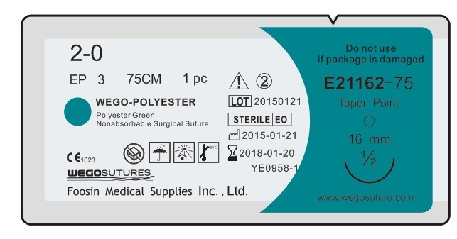 Non-Absorbable Polyester Surgical Suture (Green or White)
