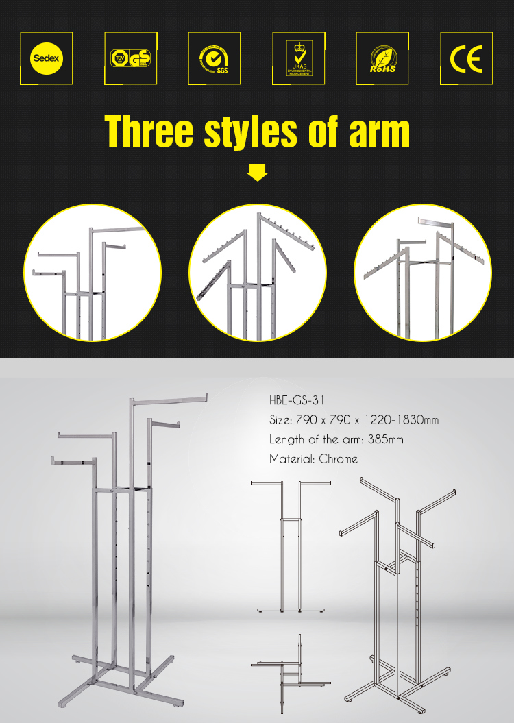 Six Arms Stainless Steel Garment Rack