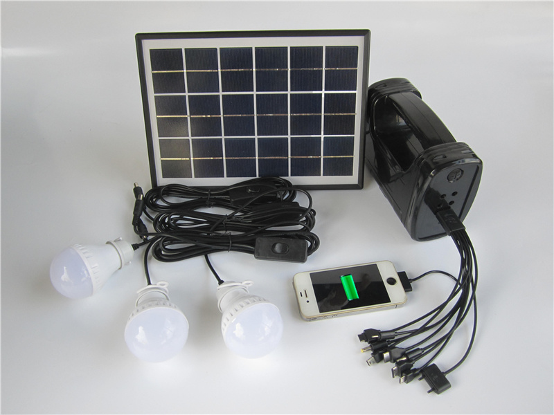 5W Portable Solar Panel Kit System 3W LED Light Bulbs USB Sales