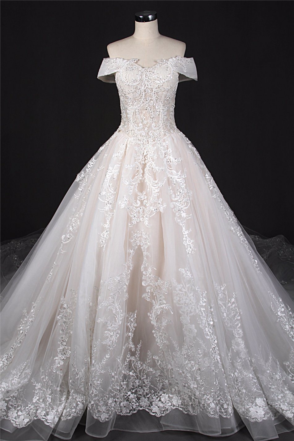off Shoulder Beading Lace Prom Wedding Bridal Dress St7010
