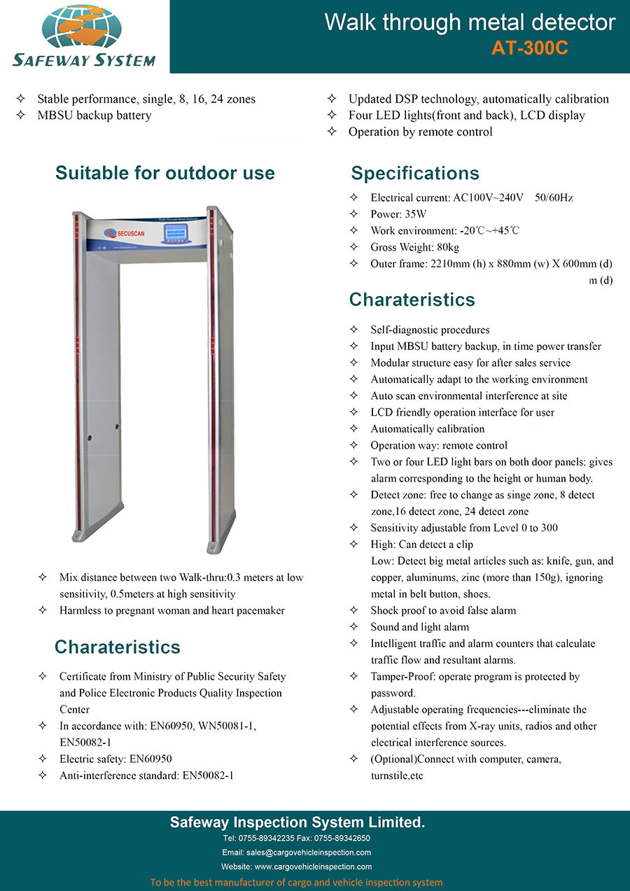 Walk Through Metal Detector, Outdoor Use, Door Frame Metal Detection