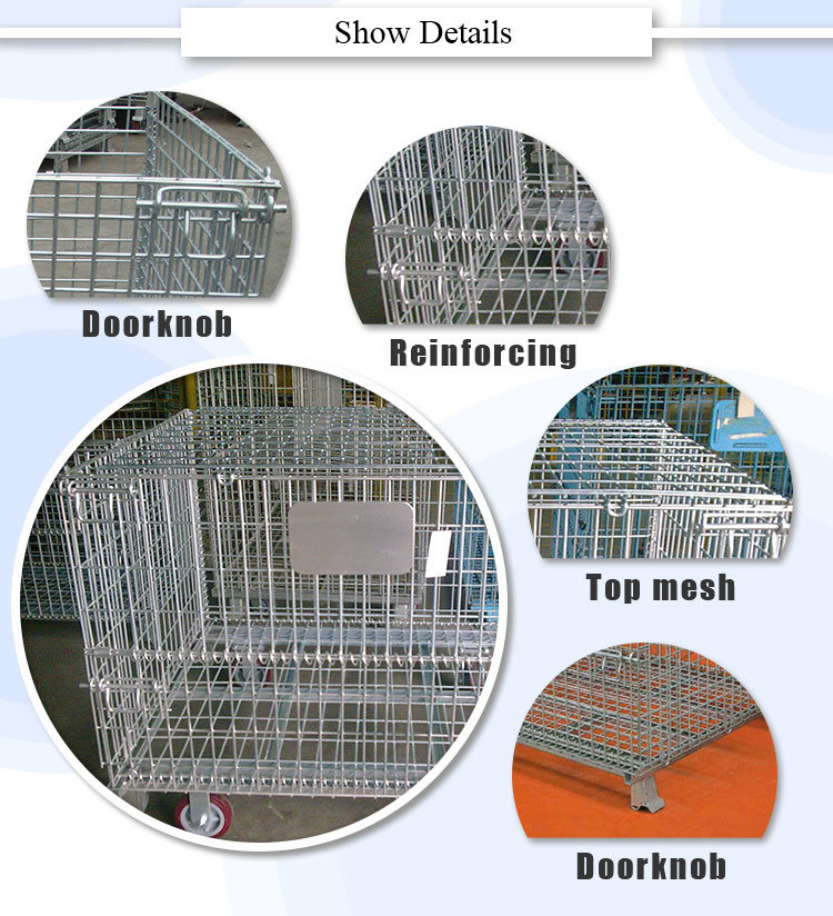 Storage Metal Pallet Basket Warehouse Galvanized Wire Containers