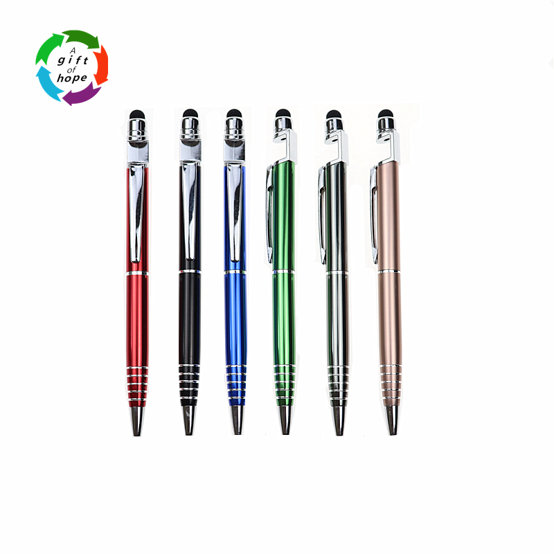 2018 Aluminum Ball Pen Office Stationery Stylus Pen with Phone Stand