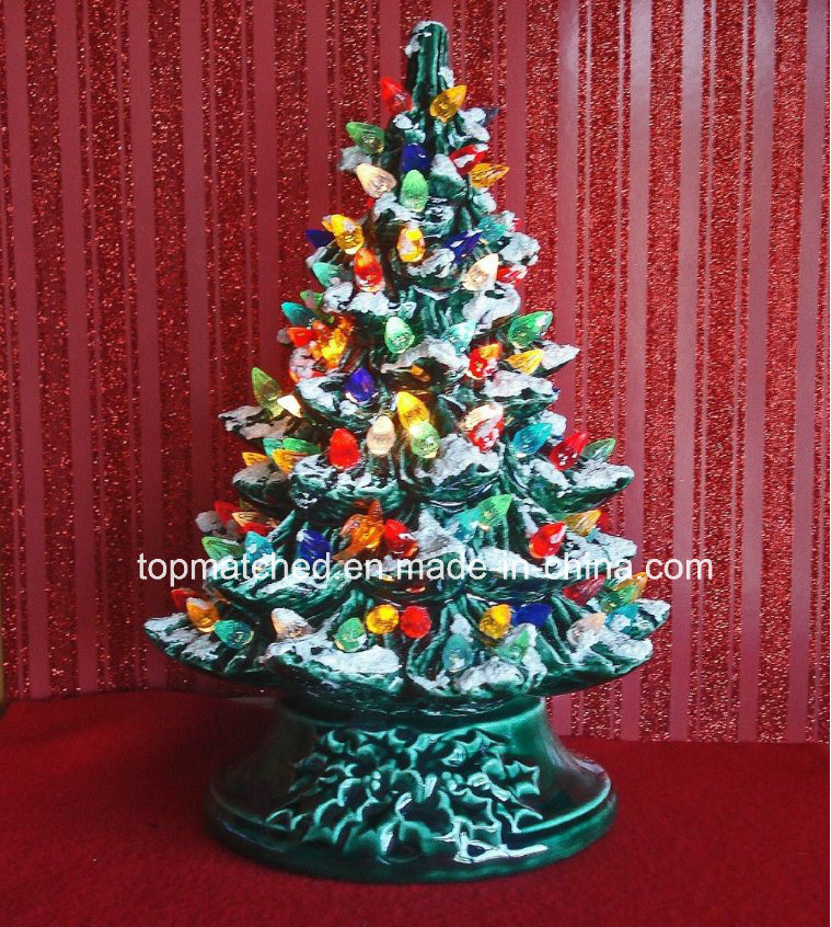 Bulb Lights up Painting Ceramic Christmas Tree Light