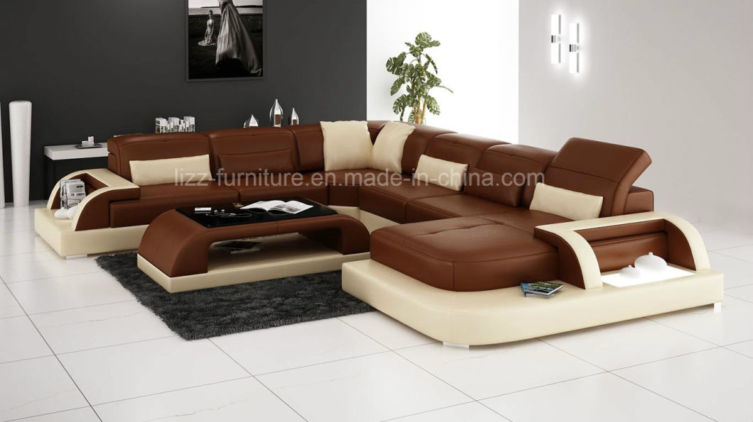 Divan Style Living Room Hotel Genuine Leather Sofa