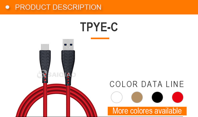 Hot Sale Durable USB3.0 a to C 5g PVC+Braided Cable for Huawei