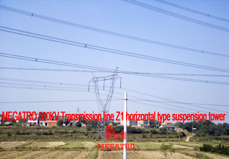 Megatro 500kv Transmission Line Z1 Horizontal Type Suspension Tower