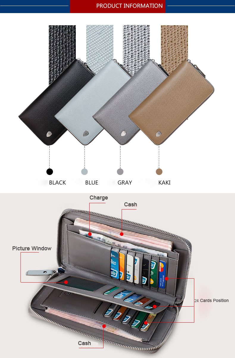 Fashion Men RFID Leather Travel Document Wallet