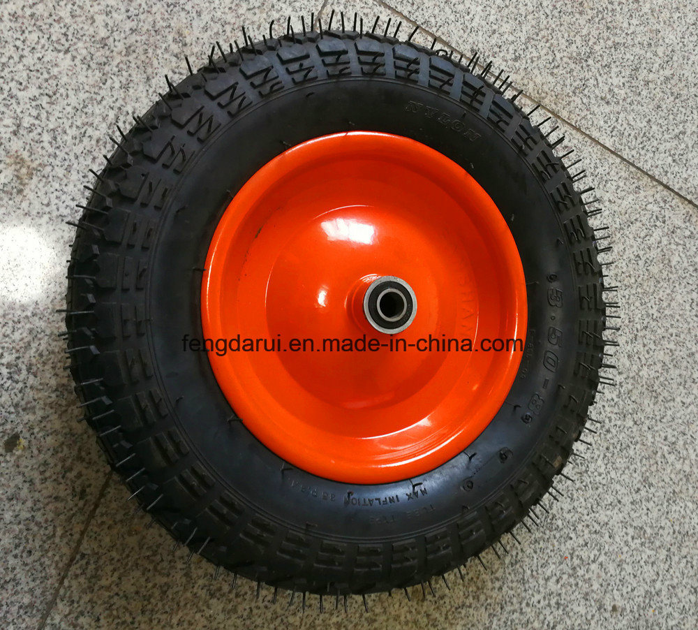 High Quality Nature Rubber Metal Rim Pneumatic Wheel (3.500-8)