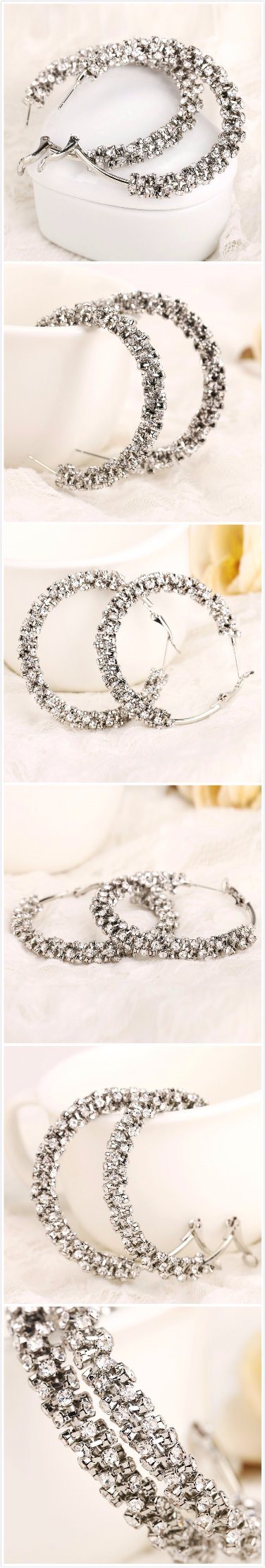 New Fashion Circle Rhinestone Hoop Earrings for Women