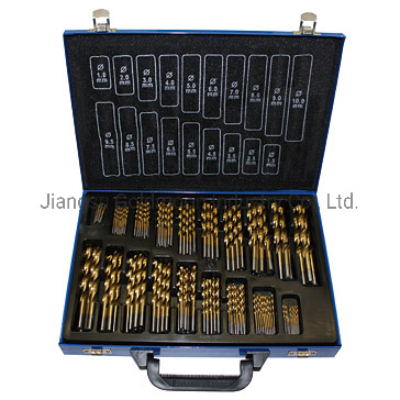 170PCS DIN338 HSS-Treiber PDC Twist Diamant-Kernbohrer-Set im Metallgehäuse