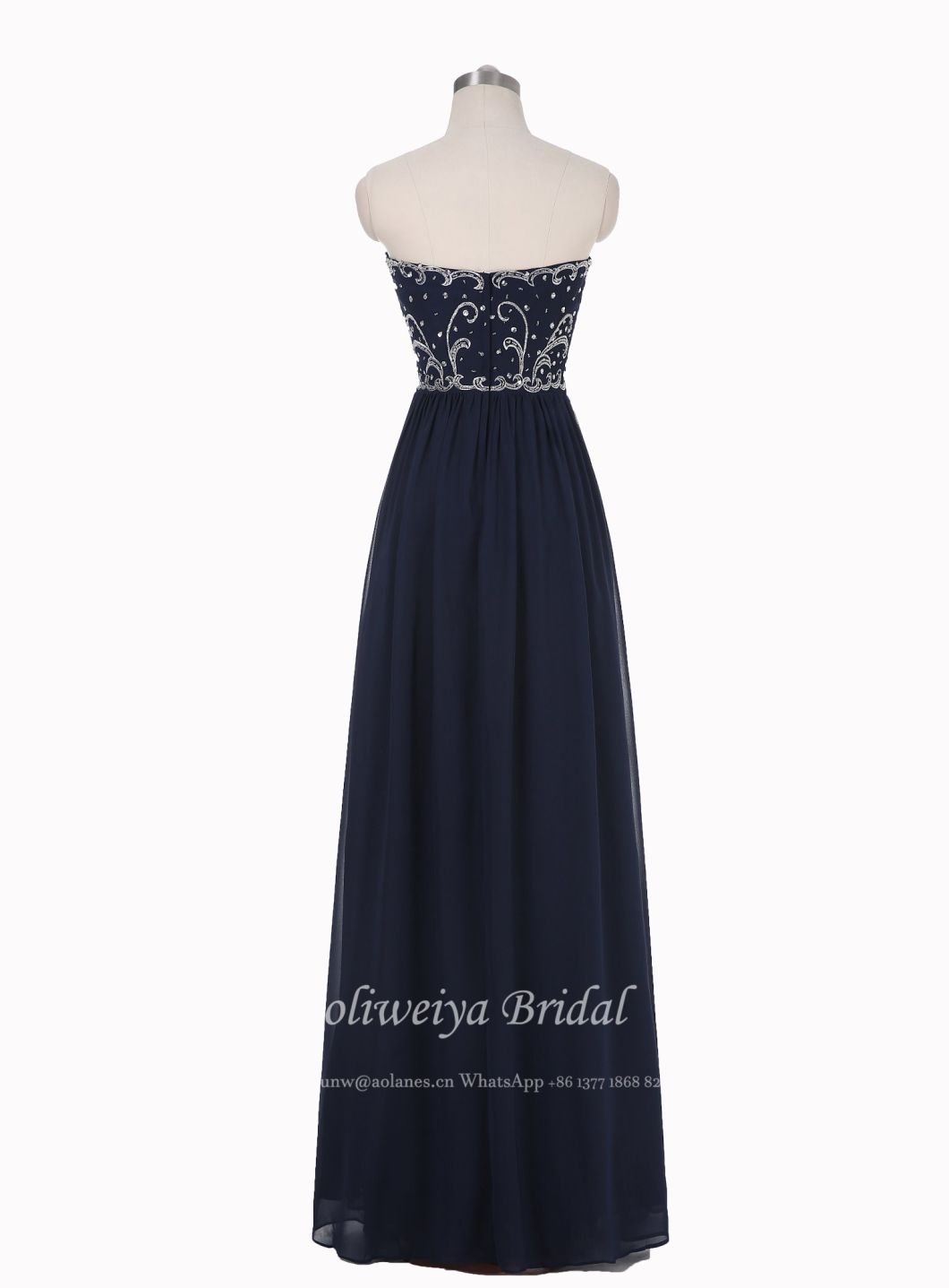 Aolanes embroidery Strapless Navy Evening Dress
