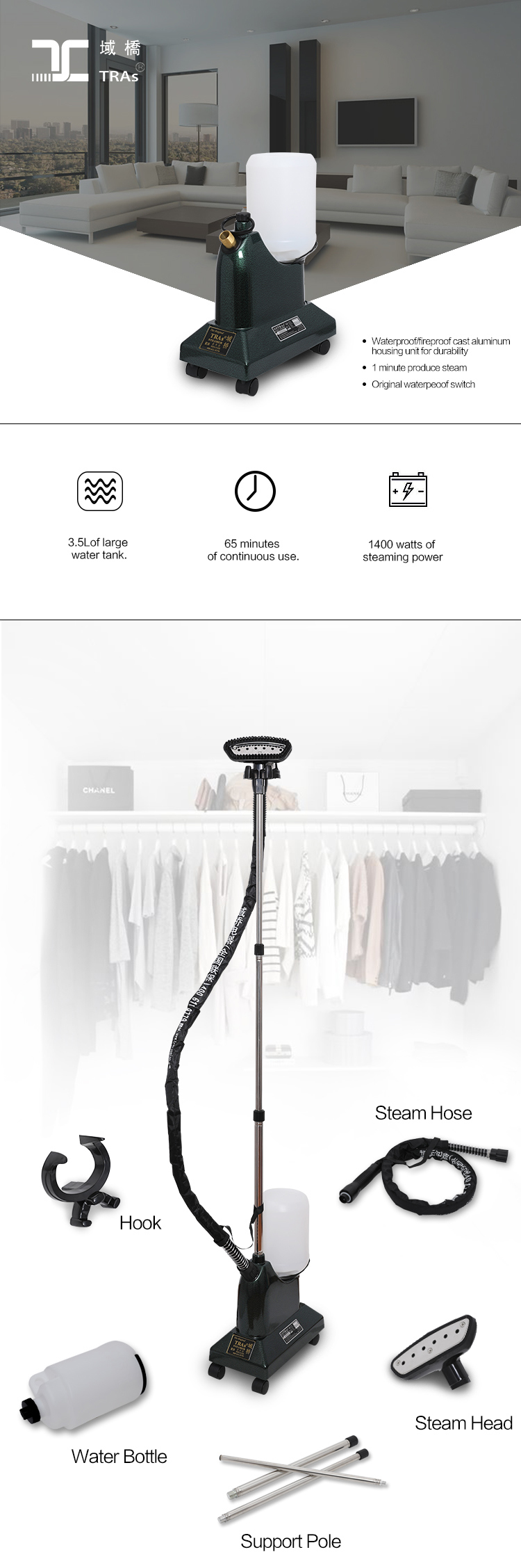 Vertical Clothes Steamer Iron Electric Fabric Garment Steamer for Home