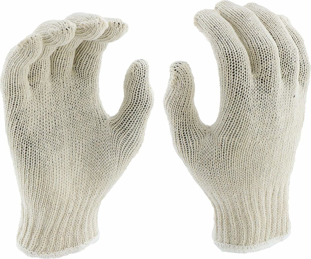 Cotton Polyester Glove White String Knit Gloves with Elastic Wrist Cuff