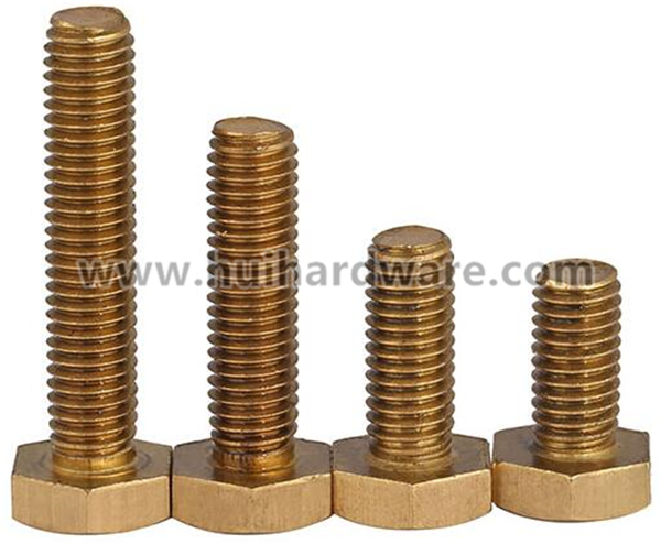 DIN933 Copper Hex Bolts Brass Hexagon Bolt M3 M4 M5