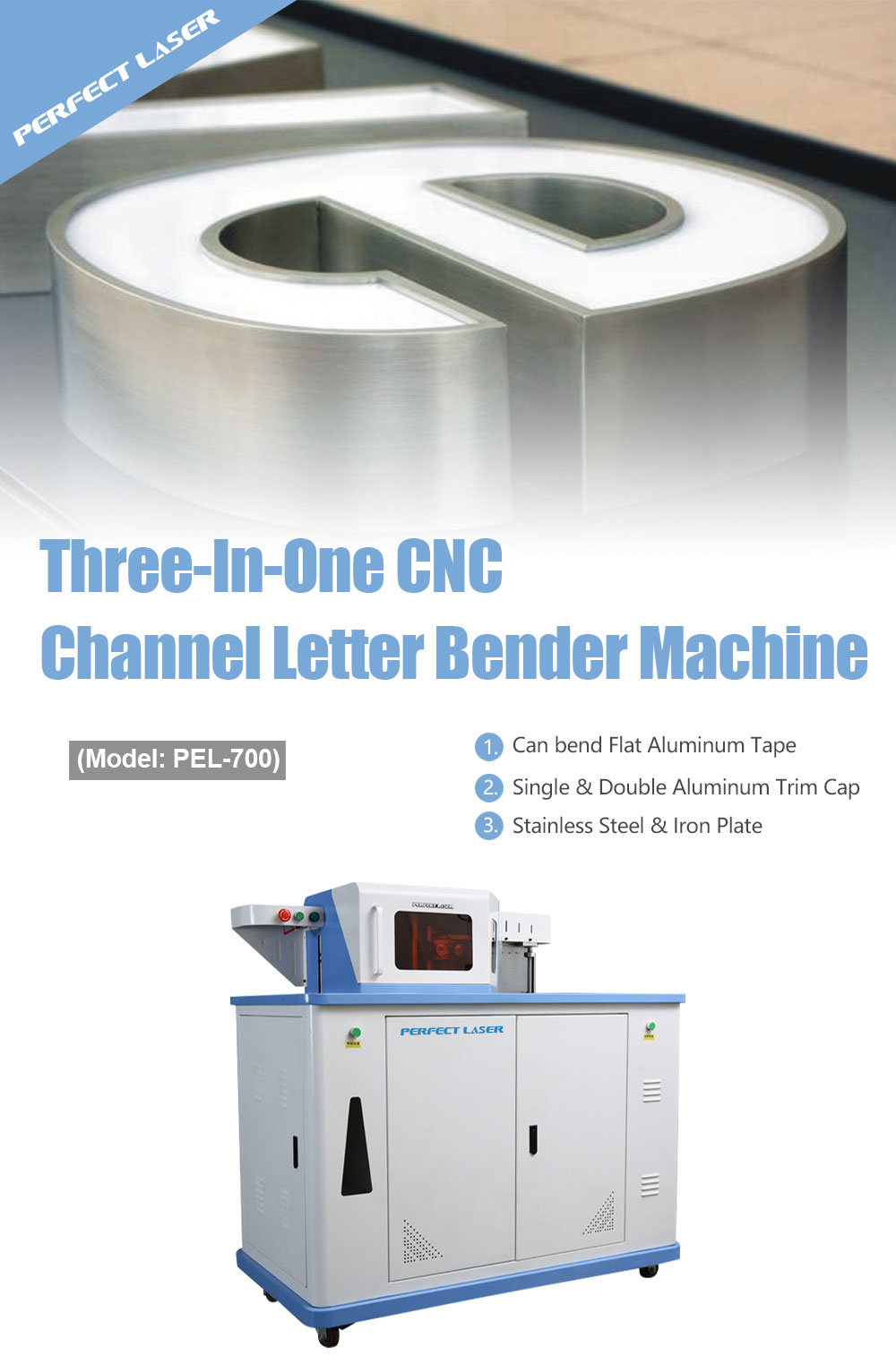 Aluminum Coil / Tram Cap / Steel Auto Channel Letter Bening Machine
