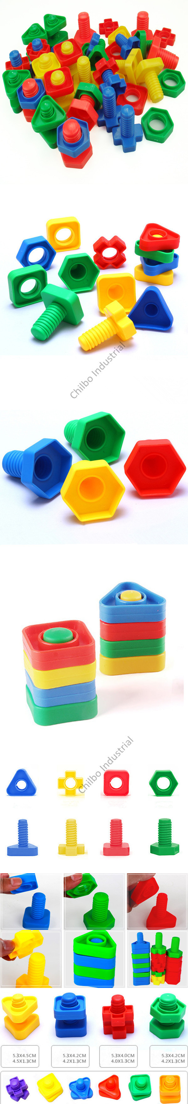 Plastic Bolts and Nuts Building Blocks for Children Toys