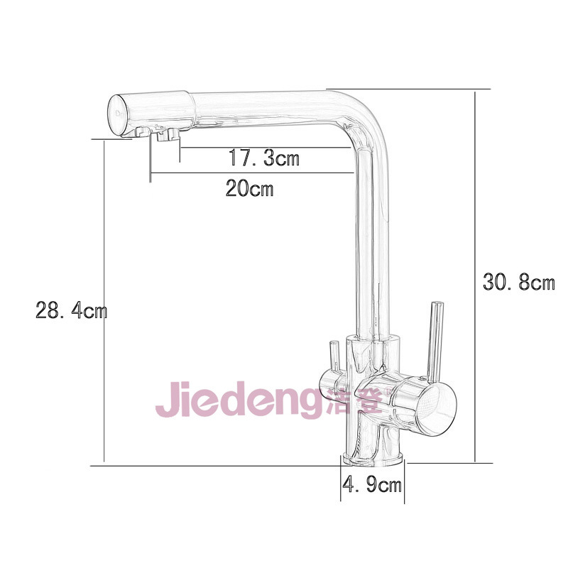 Double Handle 3 Way Drinking Filter Water Brass Kitchen Faucet (YQ-DW04)