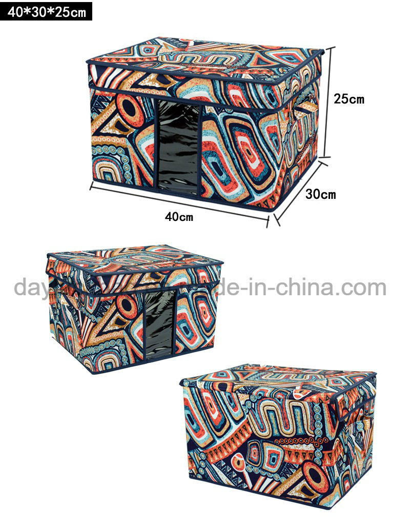 Foldable Print Large Waterproof Fabric Covered Decorative Storage Box