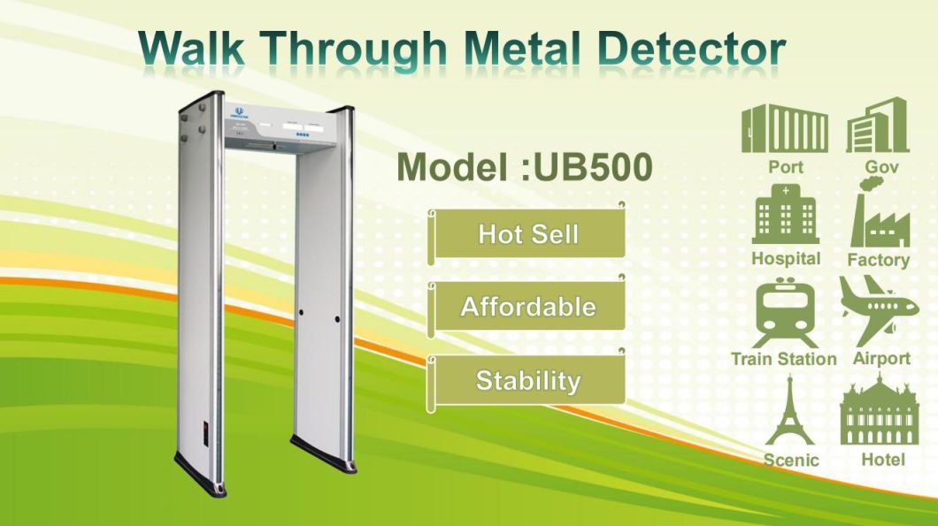 Hot Sales 6 Zones Door Frame Metal Detector Used in Supermarket, Hotel etc (UB500)
