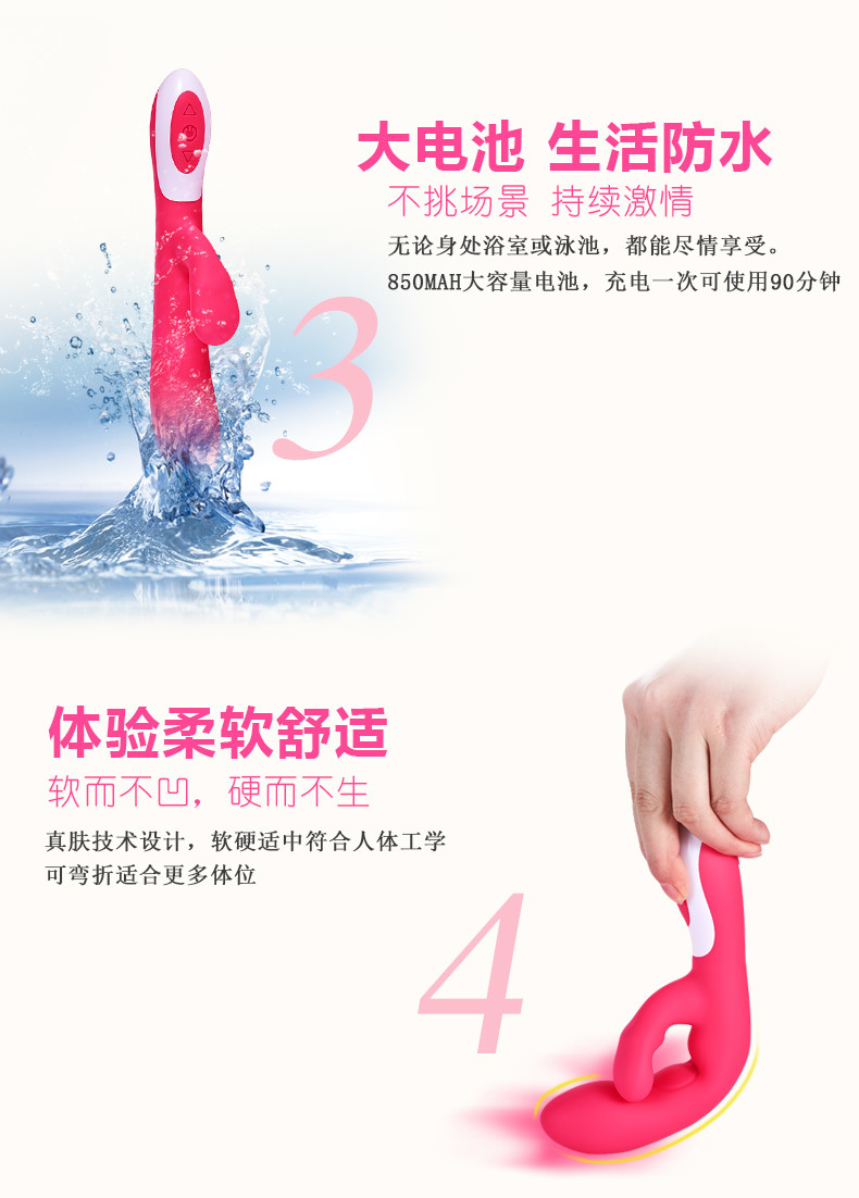 Silicone Female Masturbation Vibrator Massage USB Charge Double Motor Adult Sex Products