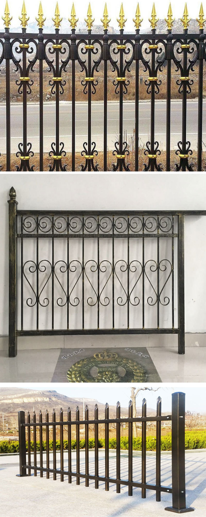 Iron Wrought Garden Fence with Fence Panel