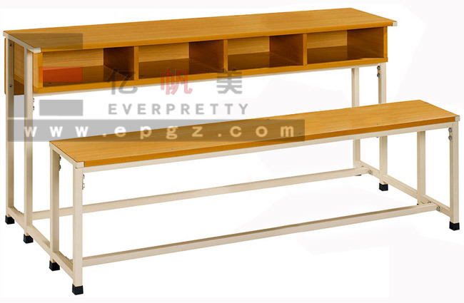 Middle School Furniture Wooden Desk and Bench for 4 People