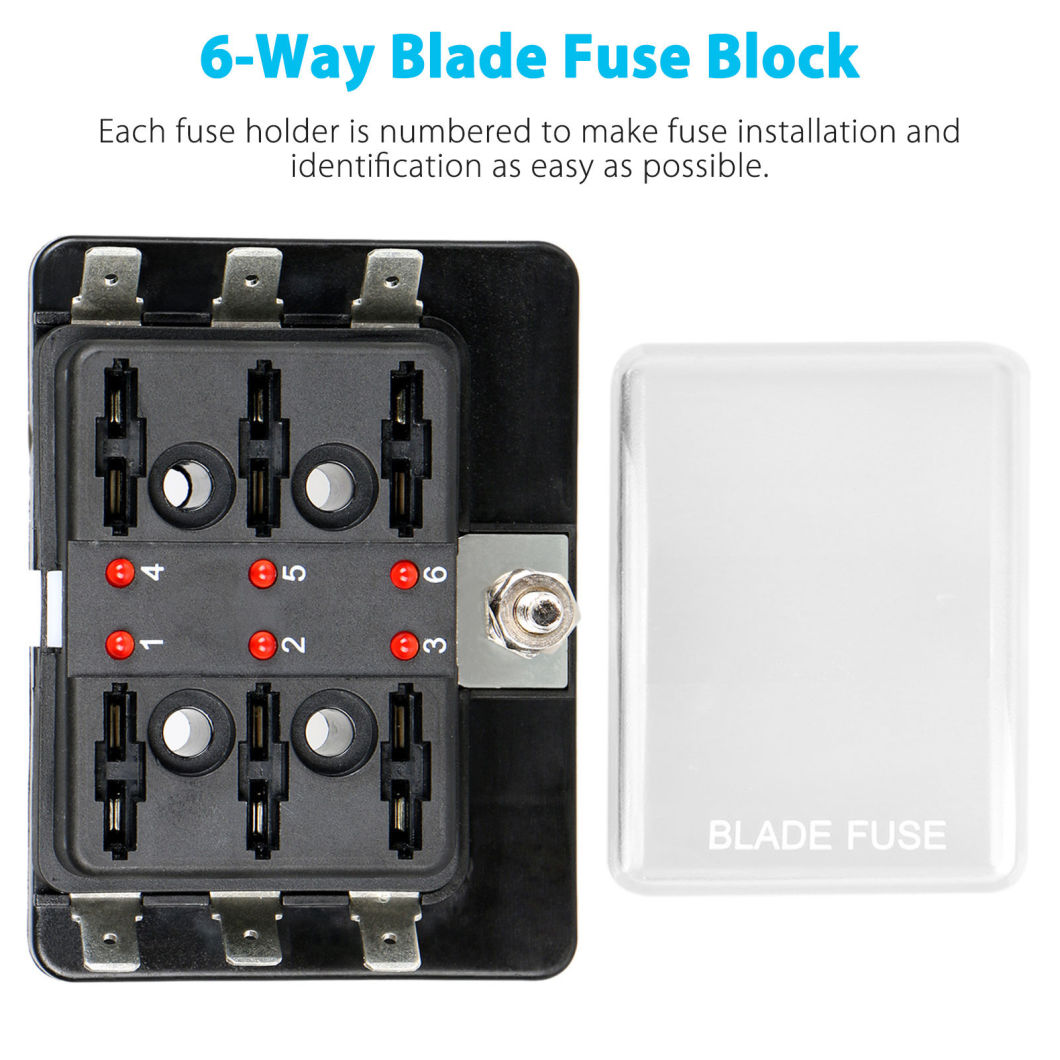 Fuse New Waterproof Holder Box LED Blade Indicator Atc 24V Car 12V 6-Way Block